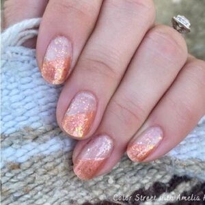 Color Street California Sunshine Peach and Gold Glitter Nail Wraps